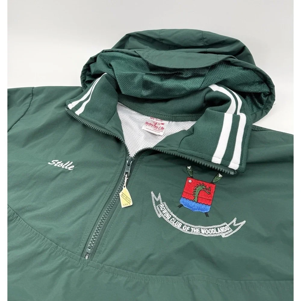 Green Sew Sporty Rowing Club Of The Woodlands‎ Green 100% Nylon Jacket SZ Medium